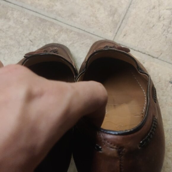 Paul Fredrick 9.5 tassel loafers blake stitch patina made in italy nailed heels main image 4